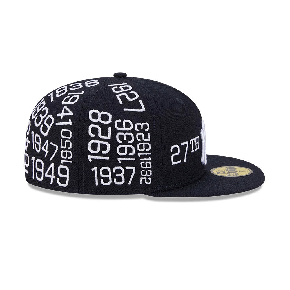 Pictured is this MLB X Spike Lee Script New York Yankees 59FIFTY Fitted cap in navy. 6