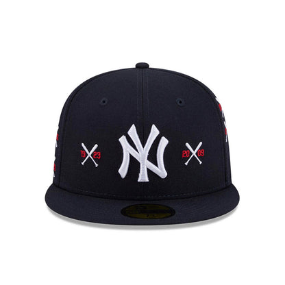 Pictured is this MLB X Spike Lee Crossed Bats New York Yankees 59FIFTY Fitted cap in navy. 3