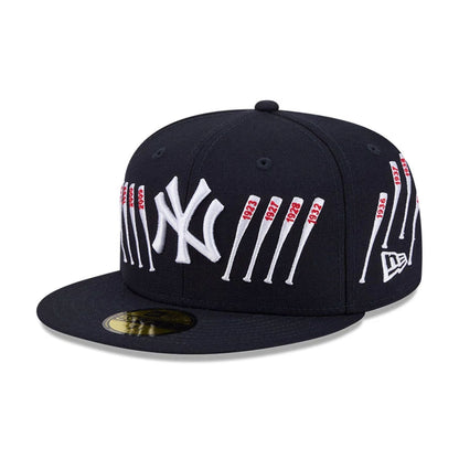 Pictured is this MLB X Spike Lee Baseball Bats New York Yankees 59FIFTY Fitted cap in navy. 1