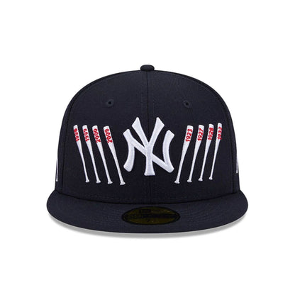 Pictured is this MLB X Spike Lee Baseball Bats New York Yankees 59FIFTY Fitted cap in navy. 3