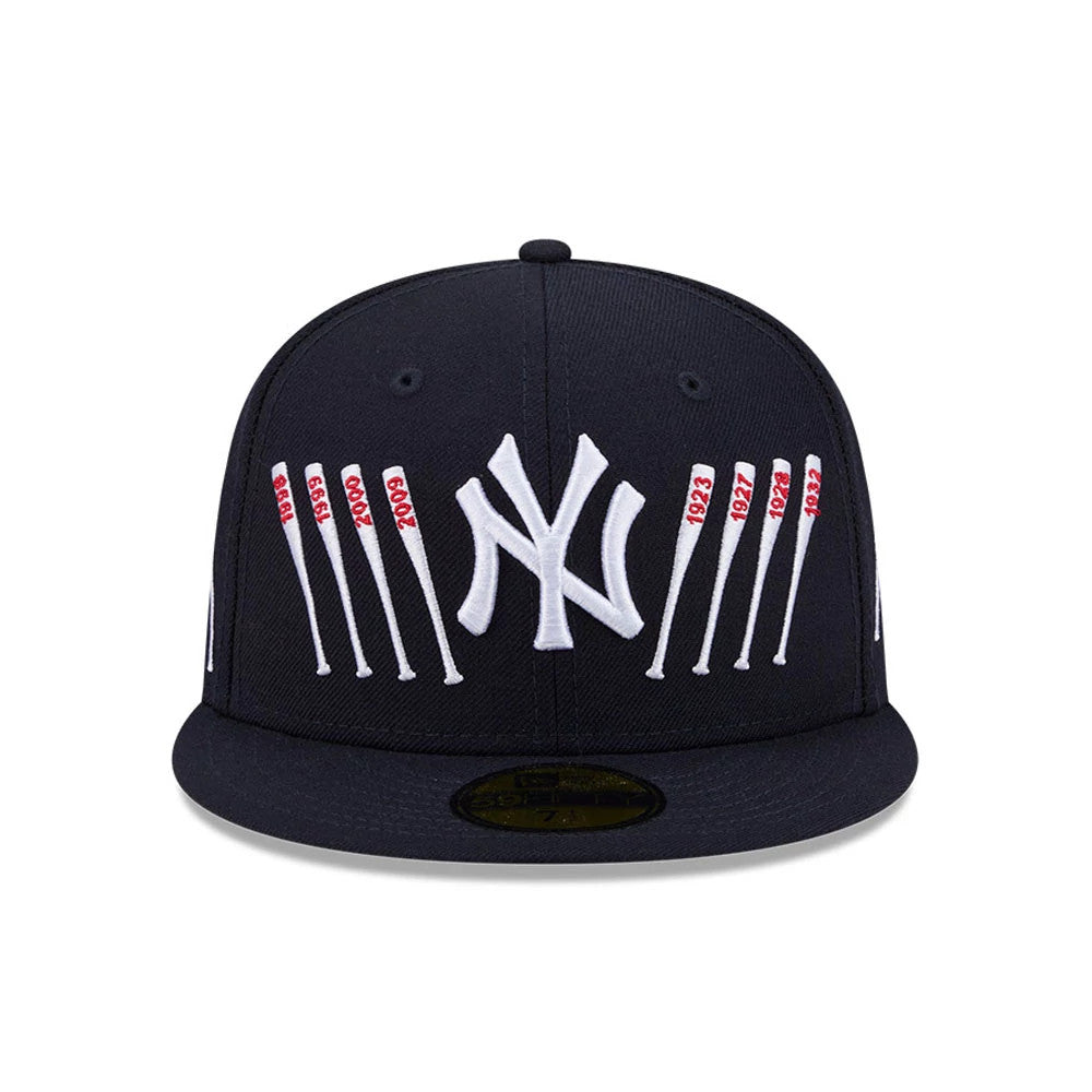 Pictured is this MLB X Spike Lee Baseball Bats New York Yankees 59FIFTY Fitted cap in navy. 3