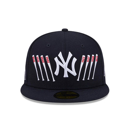 Pictured is this MLB X Spike Lee Baseball Bats New York Yankees 59FIFTY Fitted cap in navy. 3