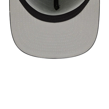 Boston Celtics NBA Tip Off 2026 Green New Era 9FIFTY A-Frame Snapback Adjustable Cap, inside view showing the grey undervisor with contrast stitching, black taping aligning the seams, and a black sweatband encircling the base of the crown.