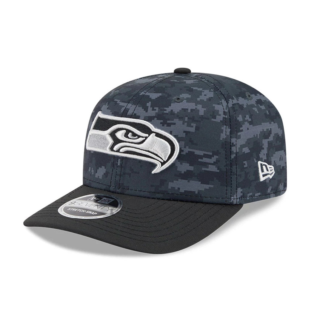 Pictured is this NFL Seattle Seahawks 9SEVENTY Stretch Snap cap in digi camo & black. 3