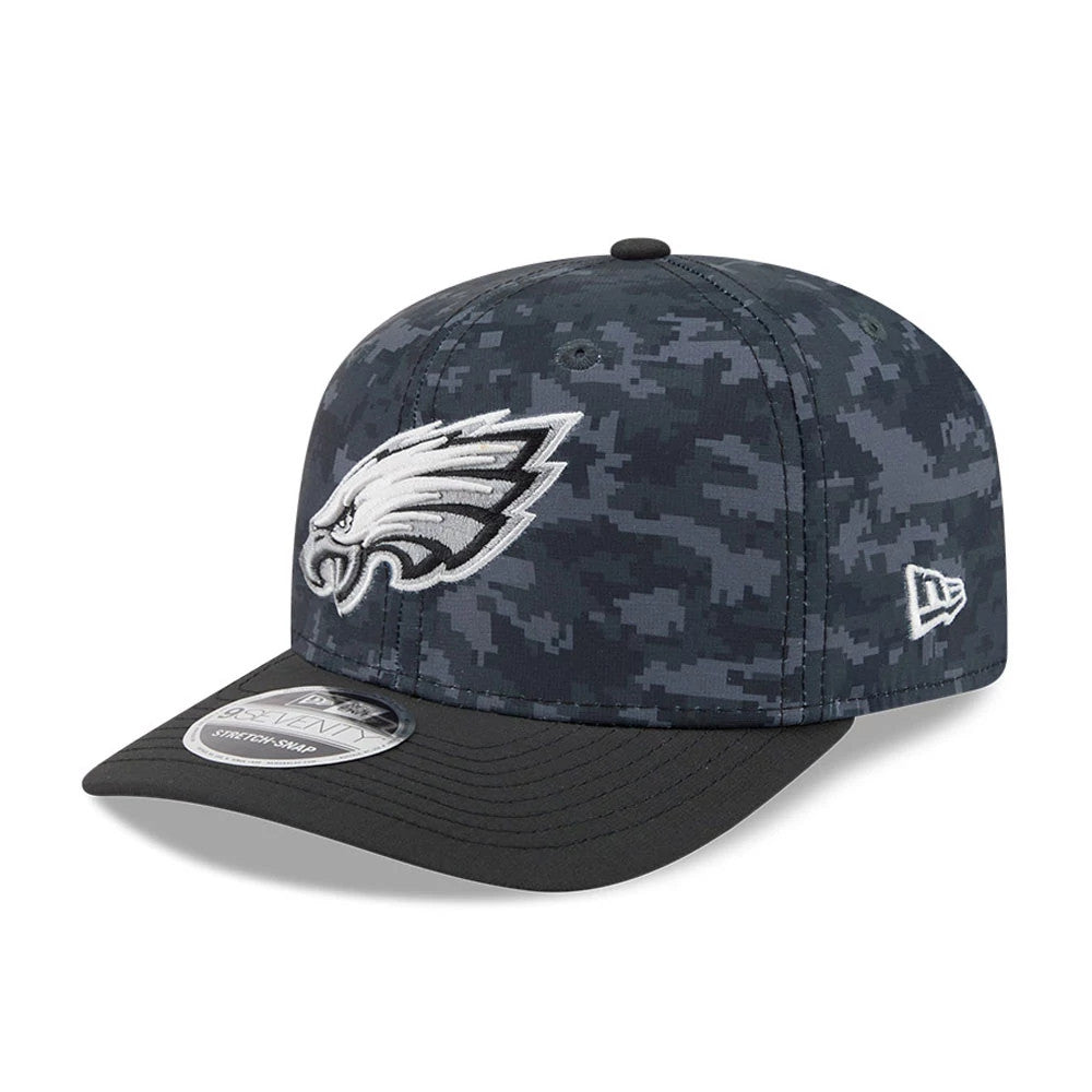 Pictured is this NFL Philadelphia Eagles 9SEVENTY Stretch Snap cap in digi camo & black. 3