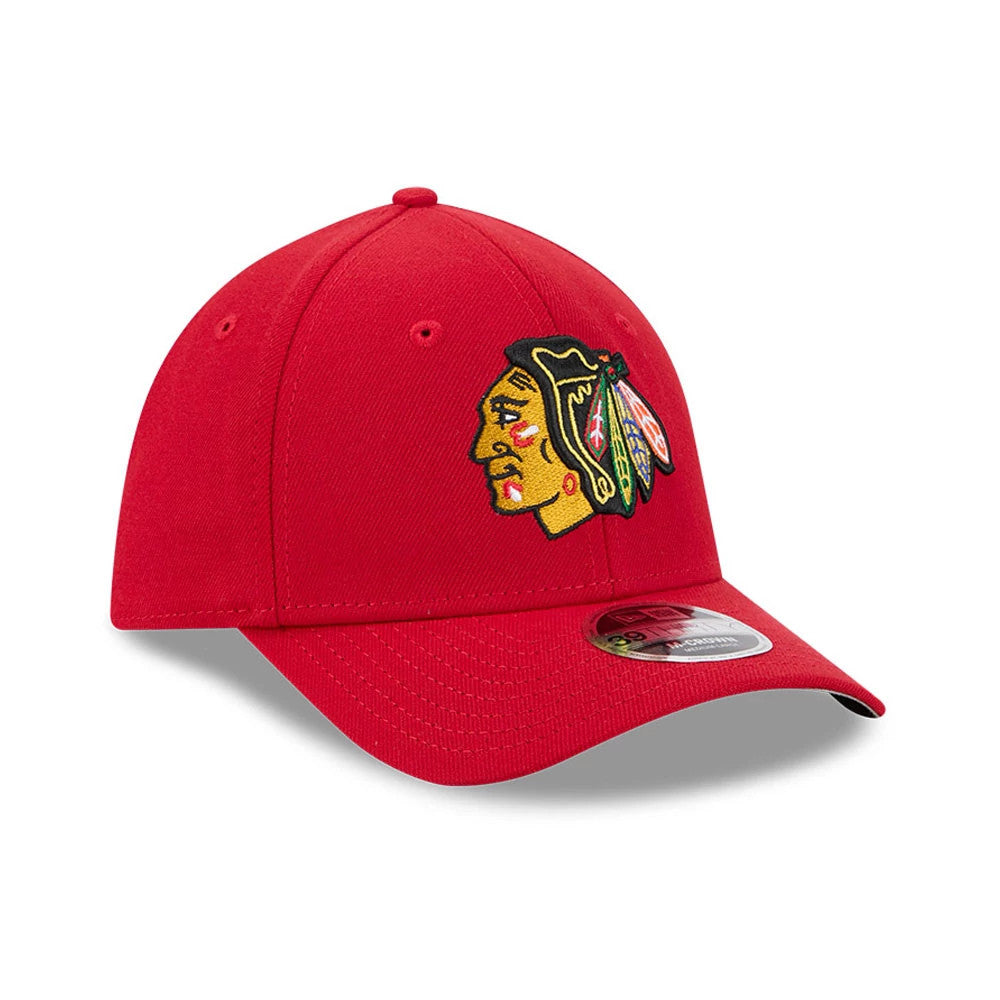 Pictured is this NHL Team Chicago Blackhawks 39THIRTY M-Crown Stretch Fit cap in red. 4