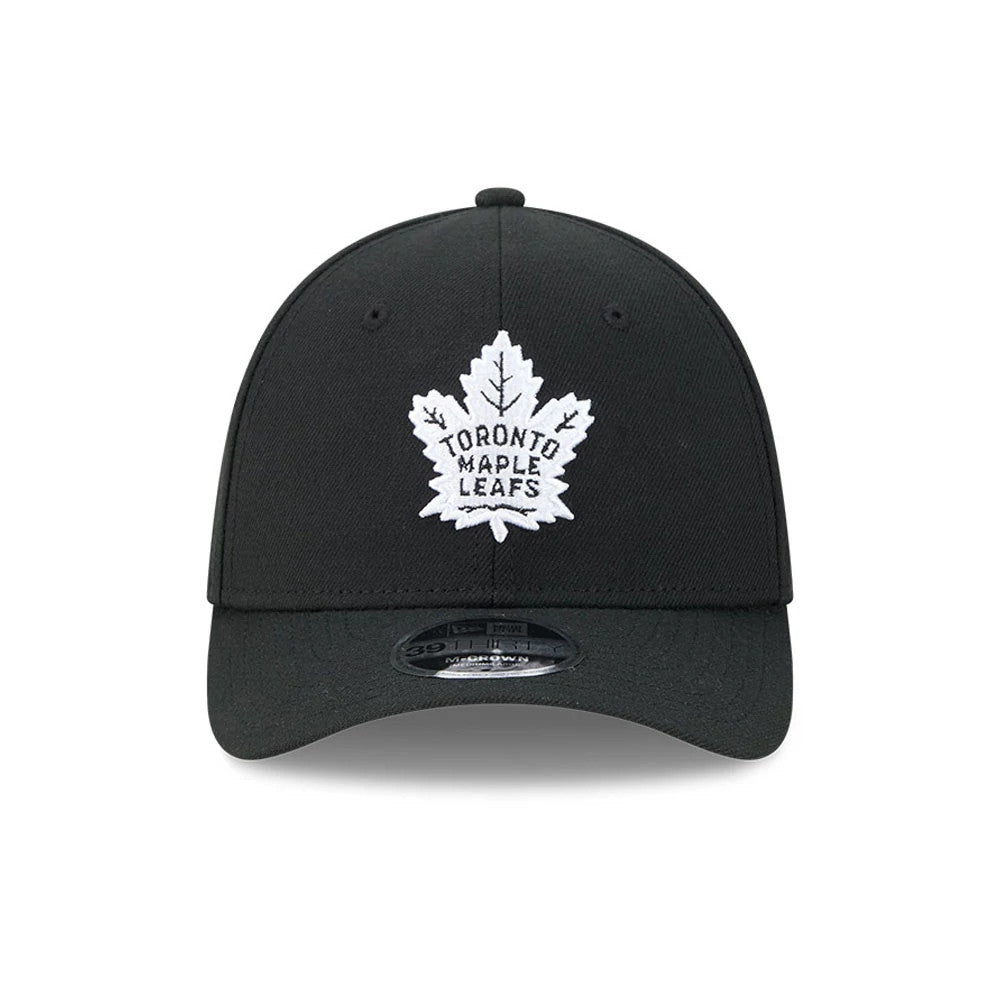 Pictured is this NHL Toronto Maple Leafs 39THIRTY M-Crown Stretch Fit cap in black. 3