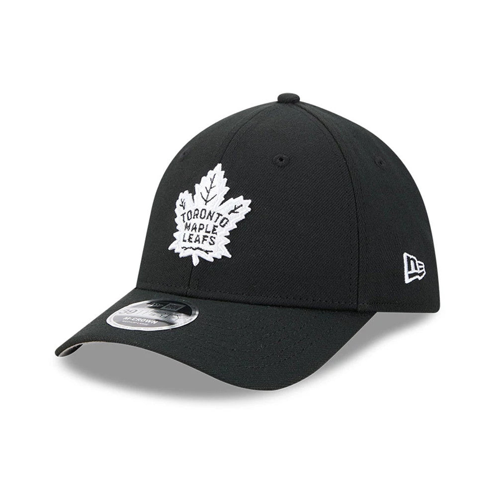 Pictured is this NHL Toronto Maple Leafs 39THIRTY M-Crown Stretch Fit cap in black. 1