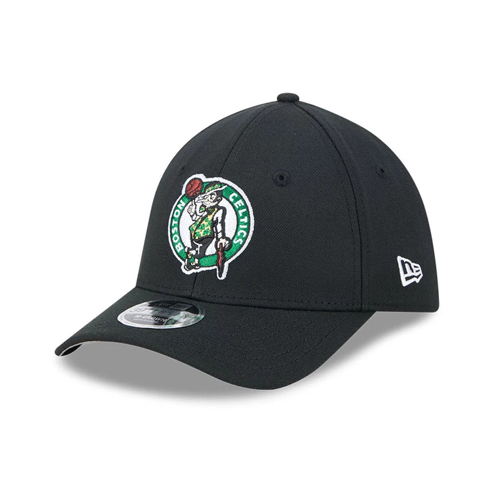 Pictured is this NBA Team Boston Celtics 39THIRTY M-Crown Stretch Fit cap in black. 1