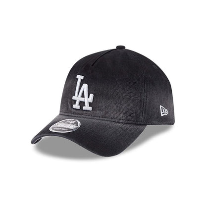 Pictured is this MLB Washed Denim LA Dodgers 9FORTY A-Frame Unstructured cap in black. 1