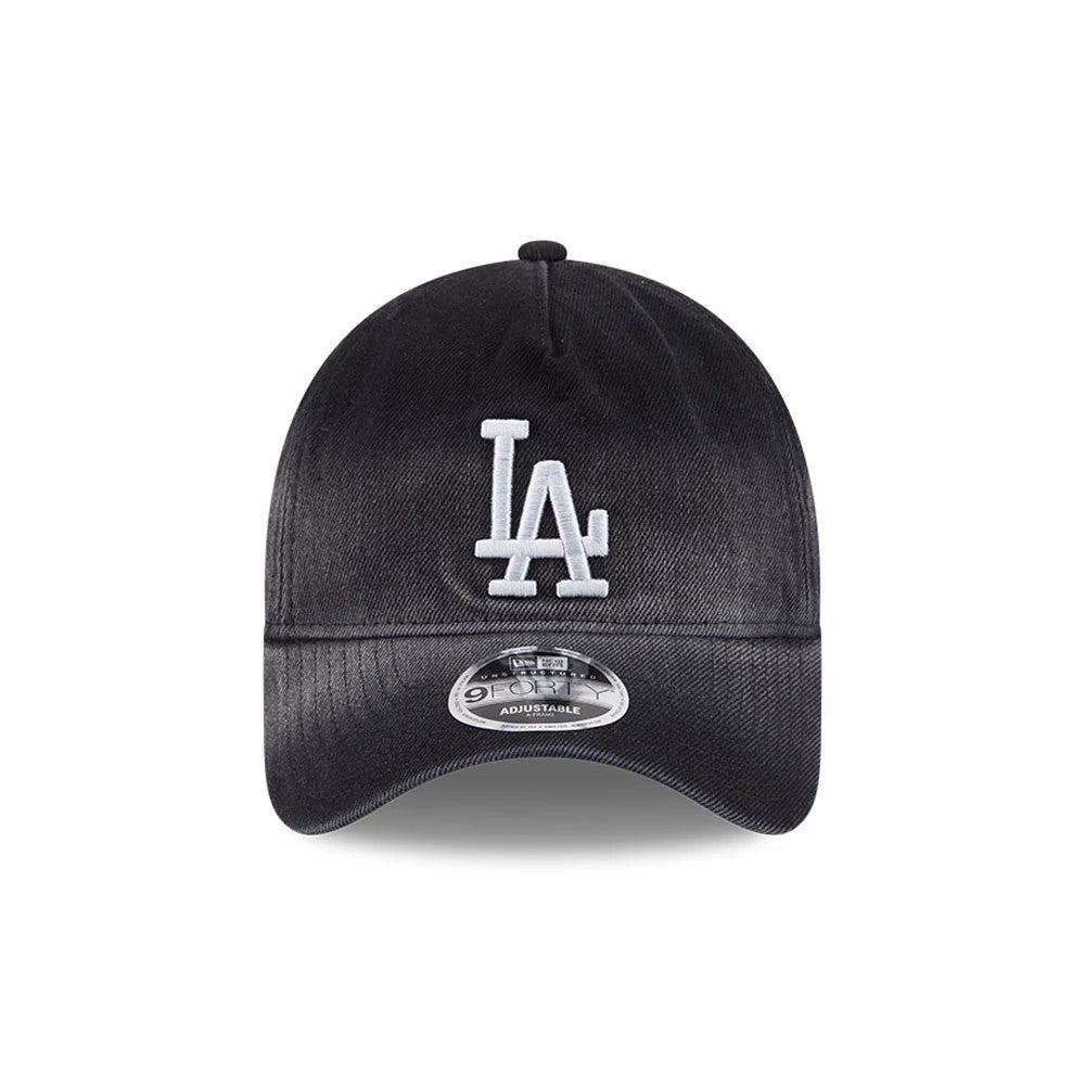 Pictured is this MLB Washed Denim LA Dodgers 9FORTY A-Frame Unstructured cap in black. 3