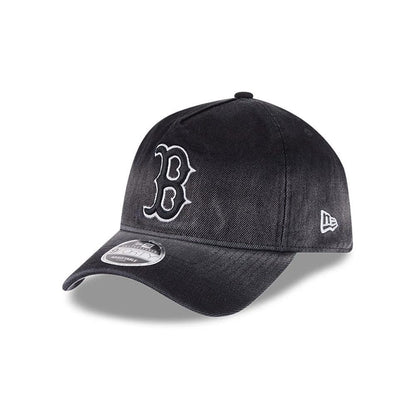 Pictured is this MLB Washed Denim Boston Red Sox 9FORTY A-Frame Unstructured cap in black. 1