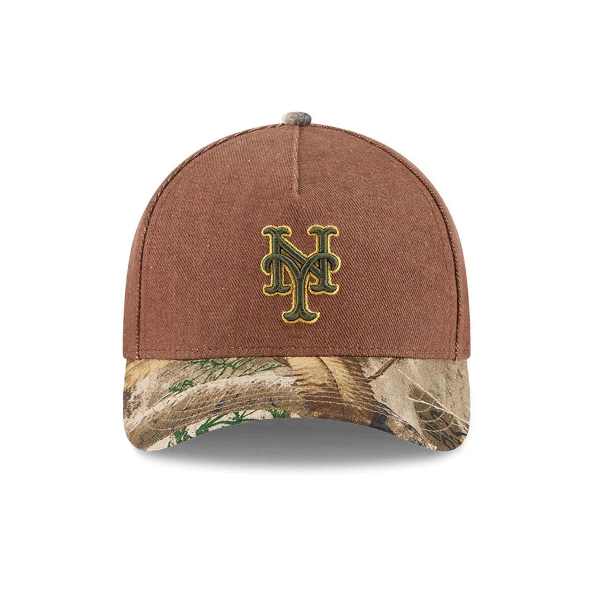 Pictured is this MLB Cotton Twill New York Mets 9FORTY M-Crown A-Frame cap in dark beige. 3