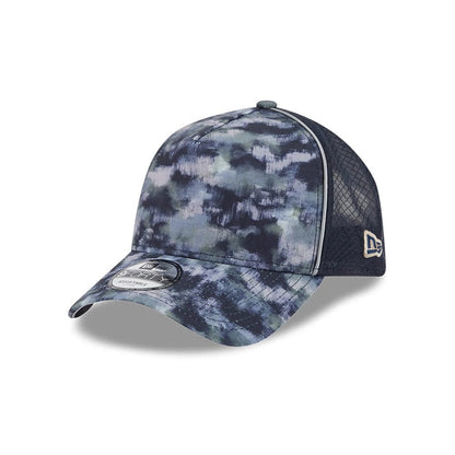 Pictured is this New Era Elevated Basics 9FORTY A-Frame cap in navy. 1