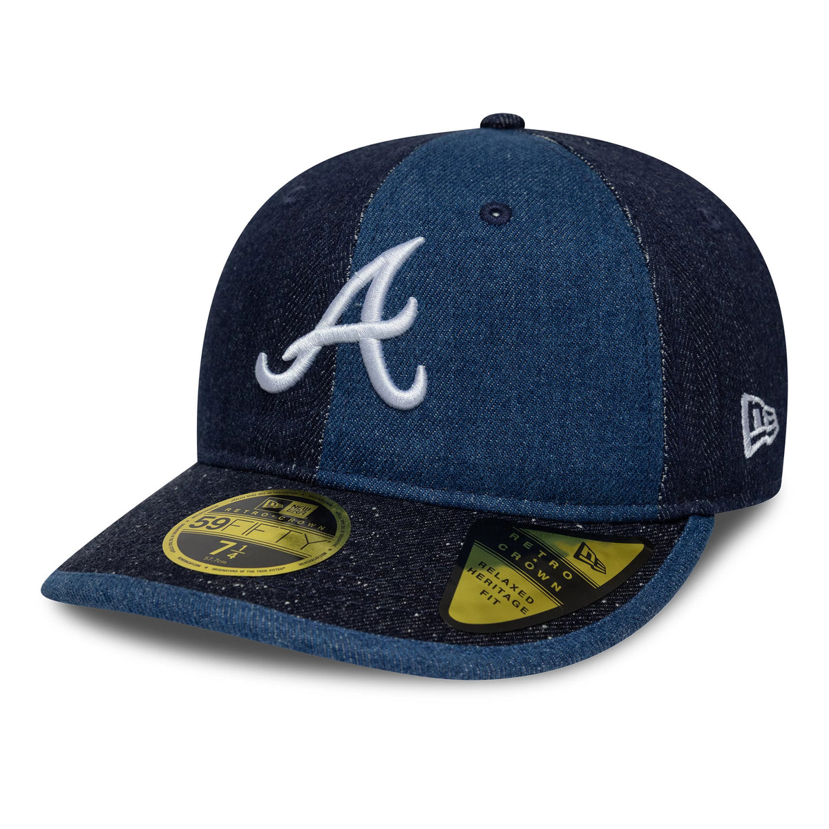 Pictured is this MLB Multipanel Atlanta Braves Retro Crown 59FIFTY Fitted cap in navy. 1