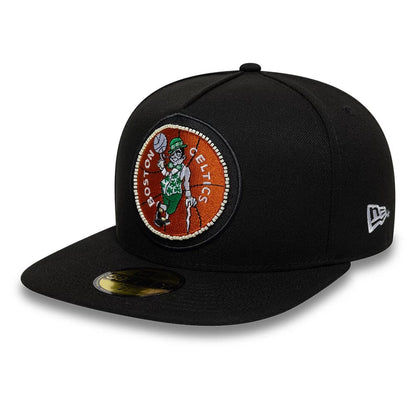 Pictured is this NBA Bead Boston Celtics 59FIFTY A-Frame Fitted cap in black. 1