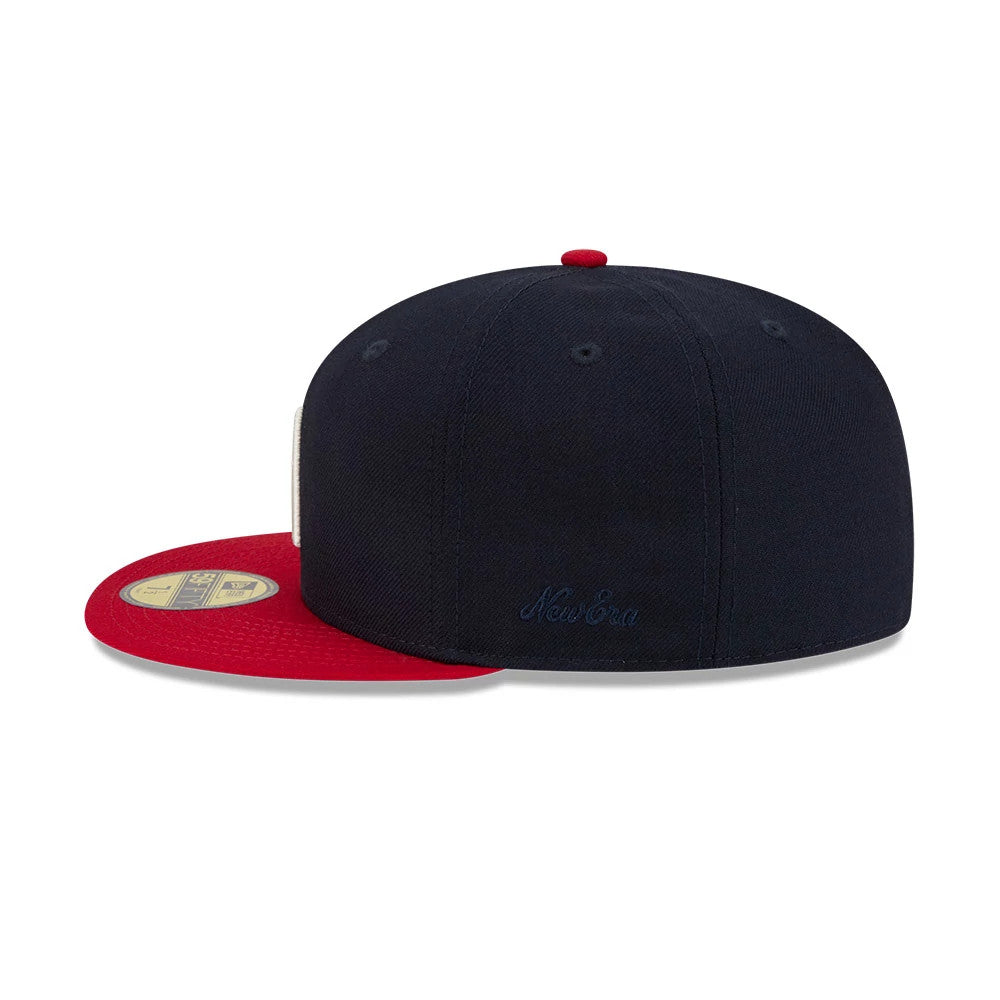 Pictured is this Fear Of God X MLB Logo 59FIFTY Fitted cap in navy. 5