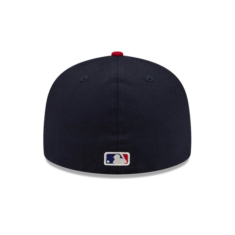 Pictured is this Fear Of God X MLB Logo 59FIFTY Fitted cap in navy. 7