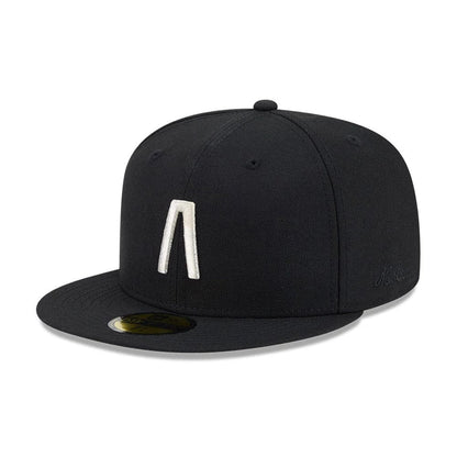 Pictured is this Fear Of God X MLB Logo 59FIFTY Fitted cap in black. 1