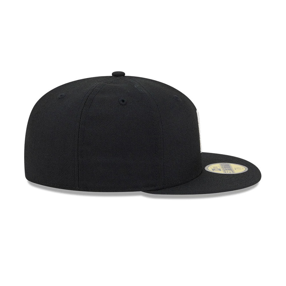Pictured is this Fear Of God X MLB Logo 59FIFTY Fitted cap in black. 7
