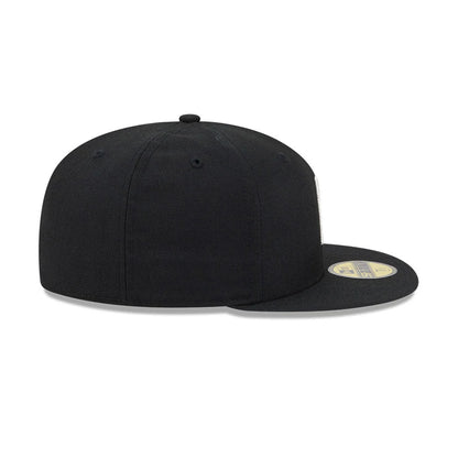 Pictured is this Fear Of God X MLB Logo 59FIFTY Fitted cap in black. 7