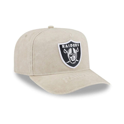 Pictured is this NFL Las Vegas Raiders 9FIFTY A-Frame Snapback cap in light beige. 4