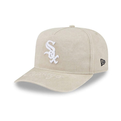 Pictured is this MLB Chicago White Sox 9FIFTY A-Frame Snapback cap in light beige. 1