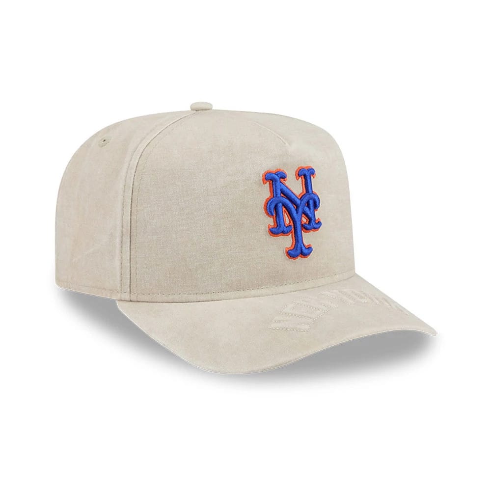 Pictured is this MLB New York Mets 9FIFTY A-Frame Snapback cap in light beige. 4