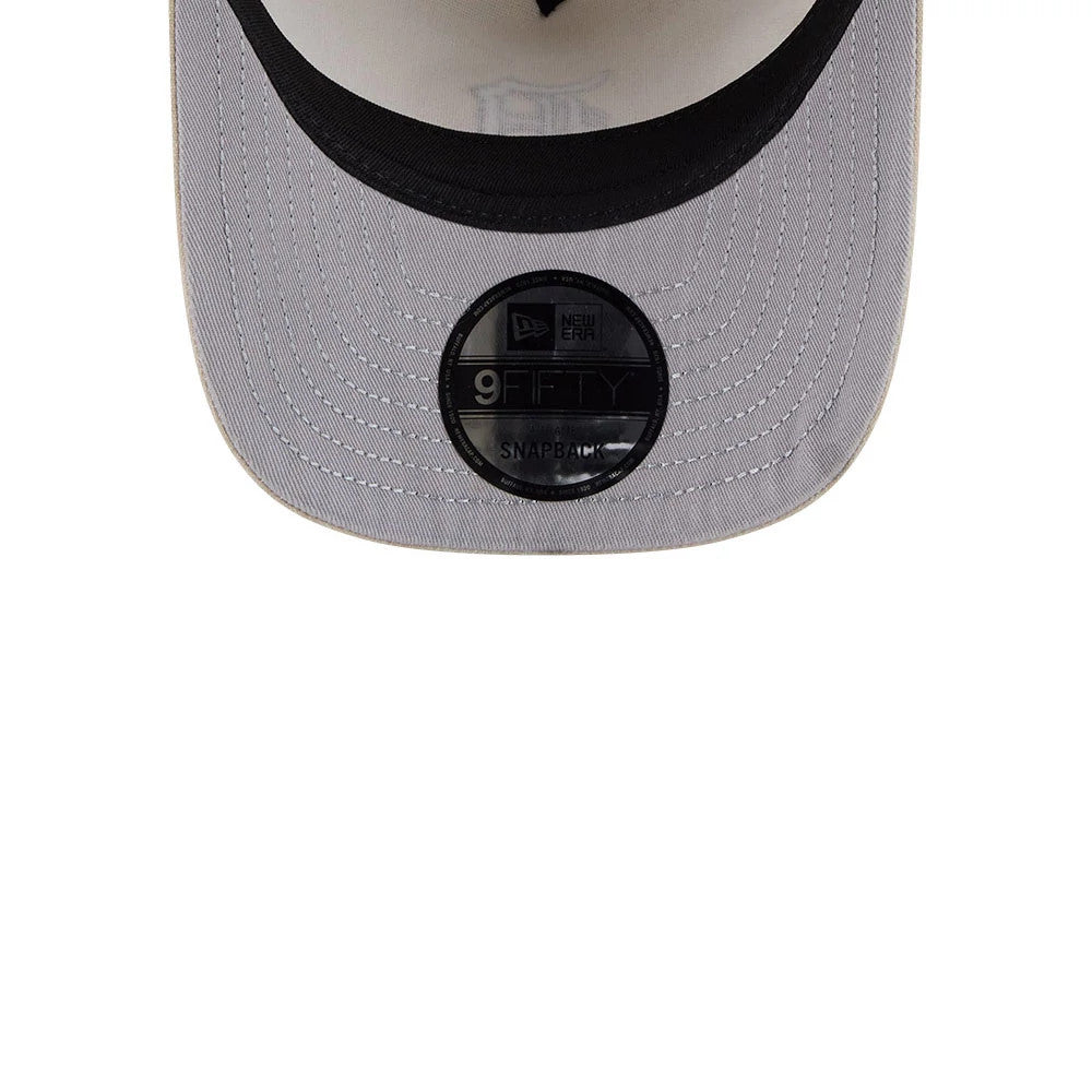 Pictured is this MLB Detroit Tigers 9FIFTY A-Frame Snapback cap in light beige. 2