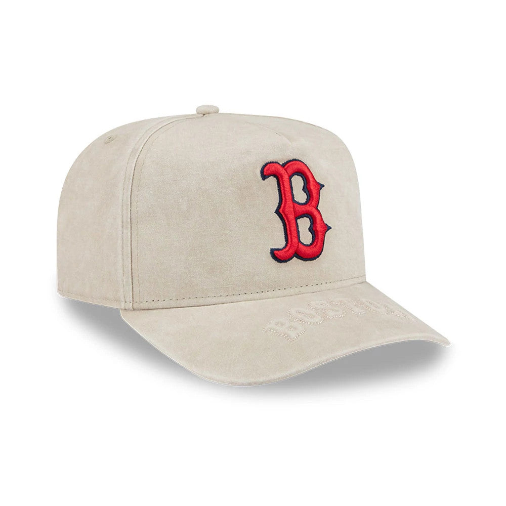 Pictured is this MLB Boston Red Sox 9FIFTY A-Frame Snapback cap in light beige. 4