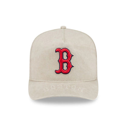 Pictured is this MLB Boston Red Sox 9FIFTY A-Frame Snapback cap in light beige. 3