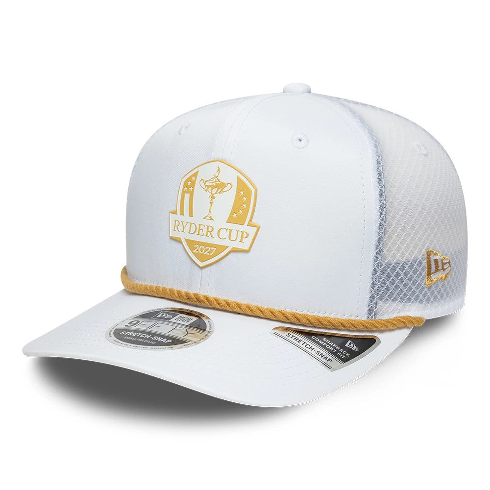 Pictured is this Dare To Dream Ryder Cup Europe 2027 9FIFTY Stretch Snap cap in white. 1