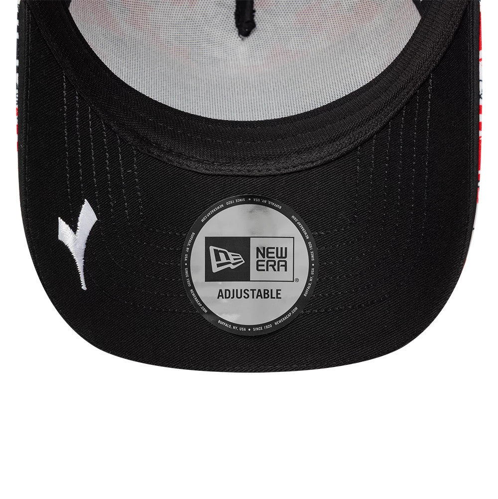 Pictured is this Ducati Motor Replica Francesco Bagnaia Japan Race Special All Over Print 9FORTY E-Frame Adjustable cap. 2
