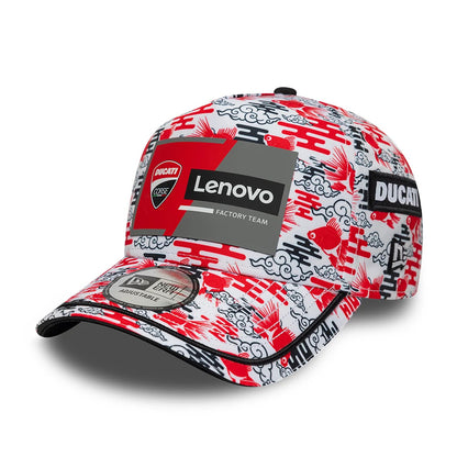 Pictured is this Ducati Motor Replica Japan Race Special All Over Print 9FORTY E-Frame Adjustable cap. 4