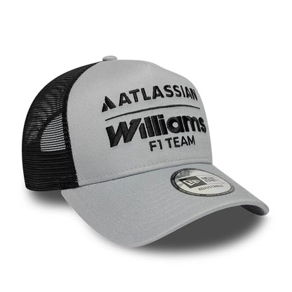 Pictured is this Williams E-Frame 9FORTY A-Frame Trucker cap in grey. 3