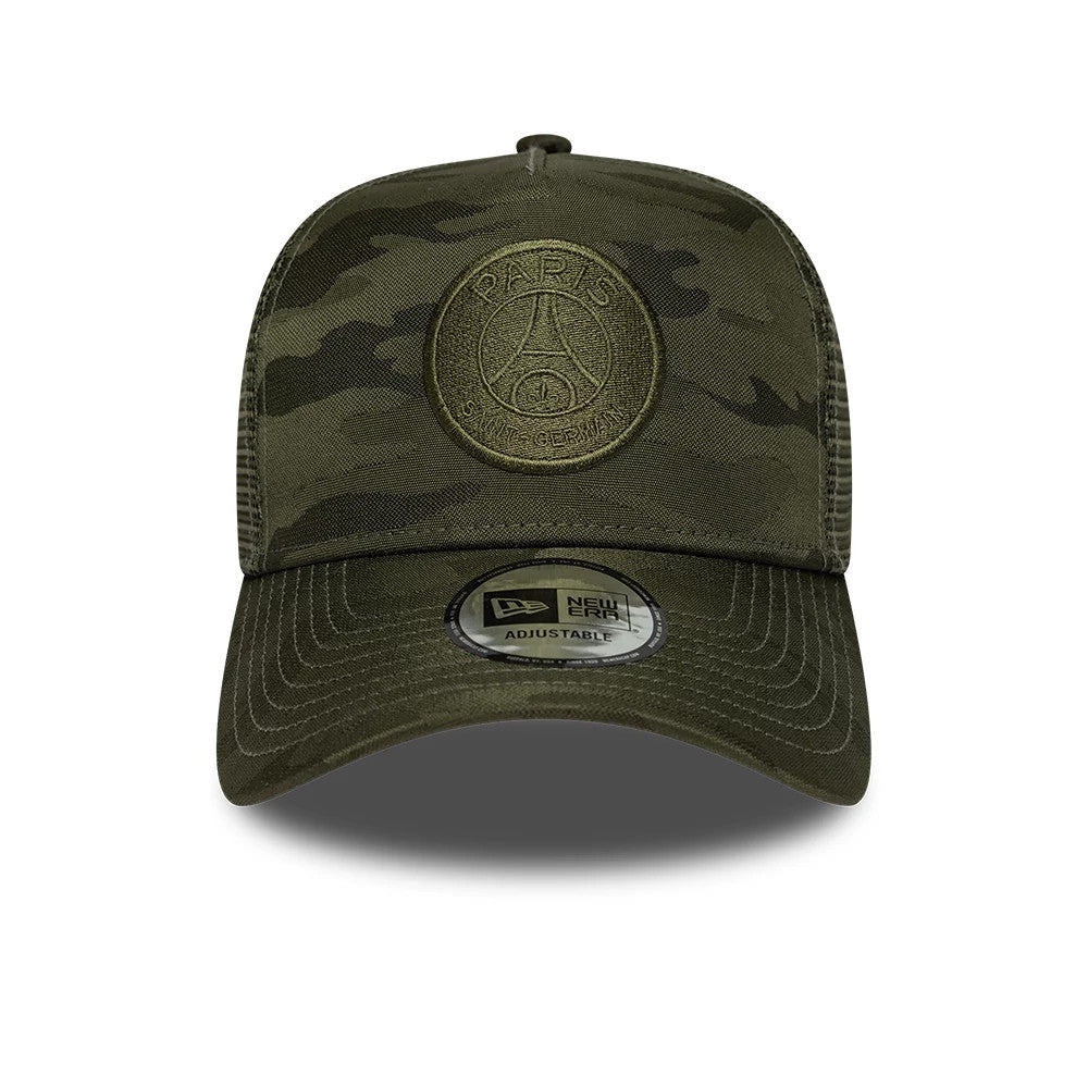 Pictured is this Camo Paris Saint-Germain 9FORTY E-Frame cap in green. 2