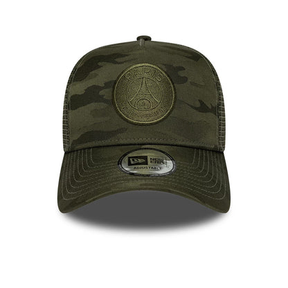 Pictured is this Camo Paris Saint-Germain 9FORTY E-Frame cap in green. 2