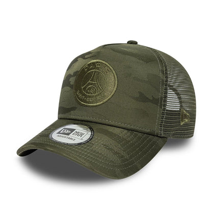 Pictured is this Camo Paris Saint-Germain 9FORTY E-Frame cap in green. 1