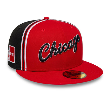 Pictured is this NBA Hardwood Classic Players Chicago Bulls 59FIFTY Fitted cap in red. 1
