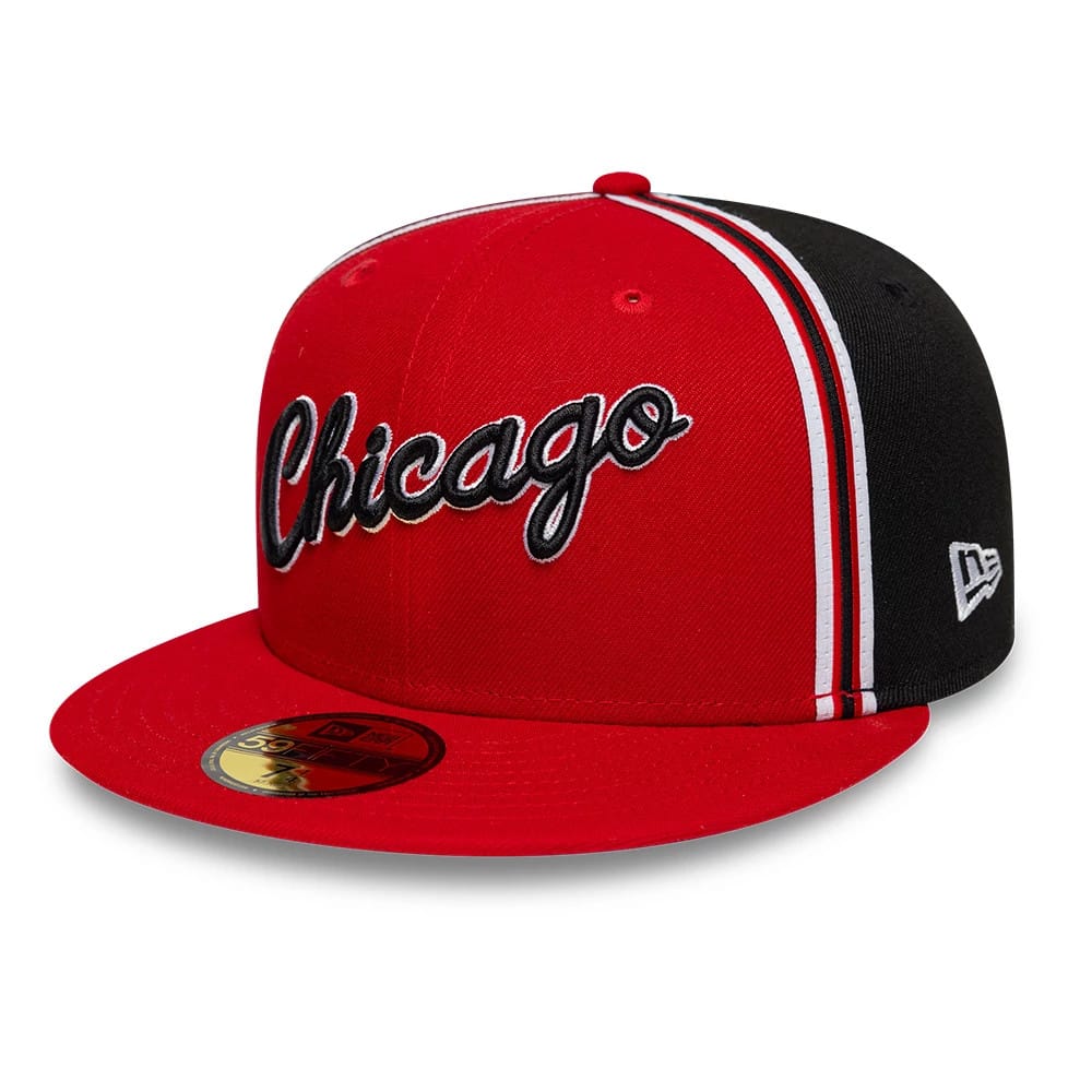 Pictured is this NBA Hardwood Classic Players Chicago Bulls 59FIFTY Fitted cap in red. 3