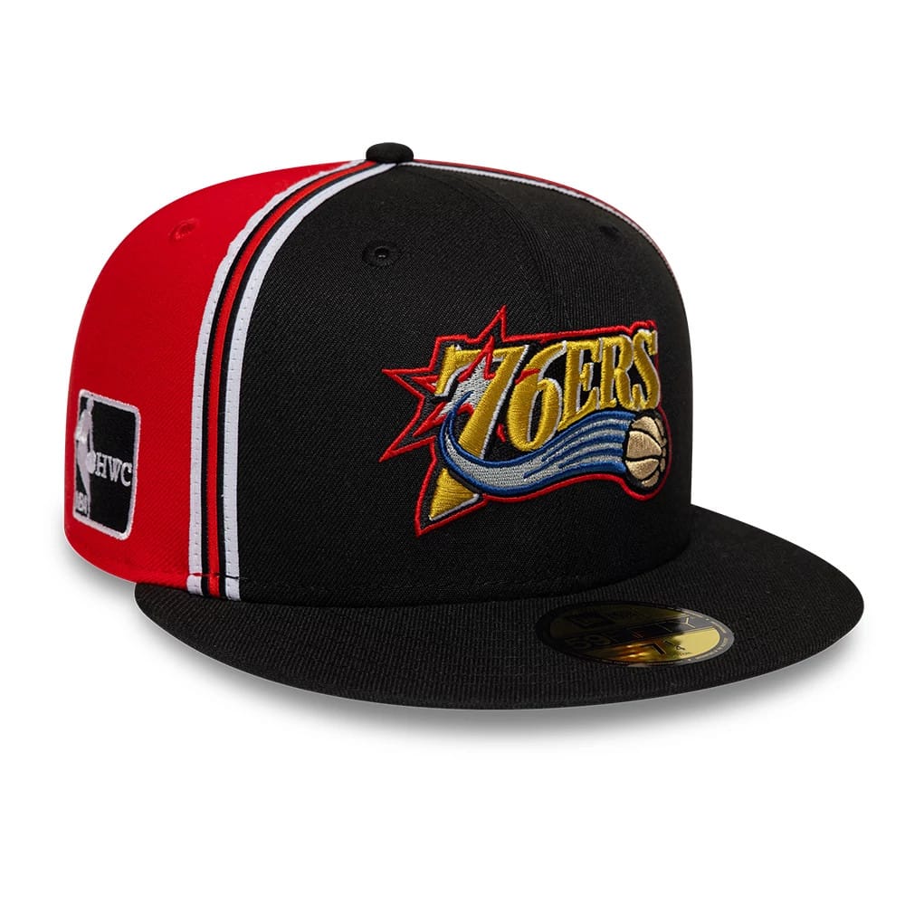 Pictured is this NBA Hardwood Classic Players Philadelphia 76ers 59FIFTY Fitted cap in black. 1