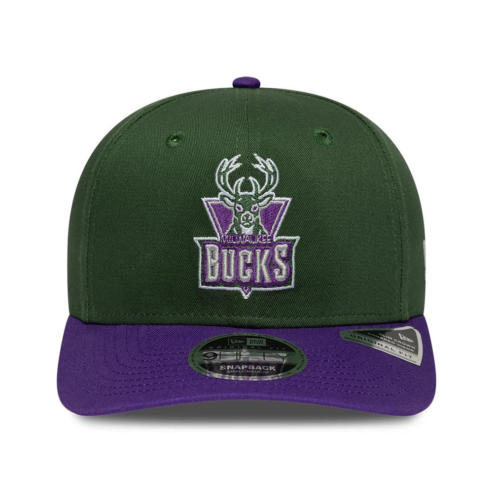 Pictured is this NBA Hardwood Classic Milwaukee Bucks 9FIFTY Snapback cap in dark green. 2