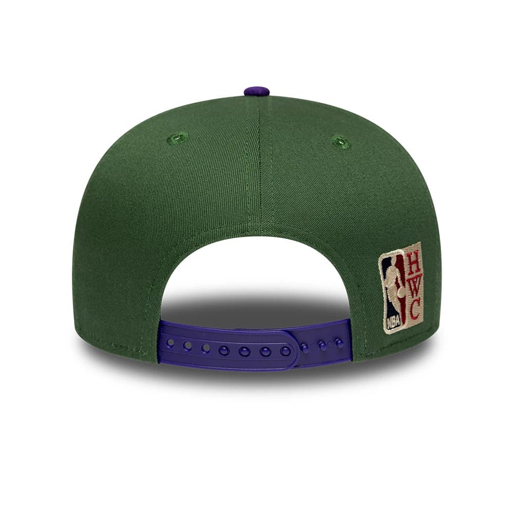 Pictured is this NBA Hardwood Classic Milwaukee Bucks 9FIFTY Snapback cap in dark green. 4