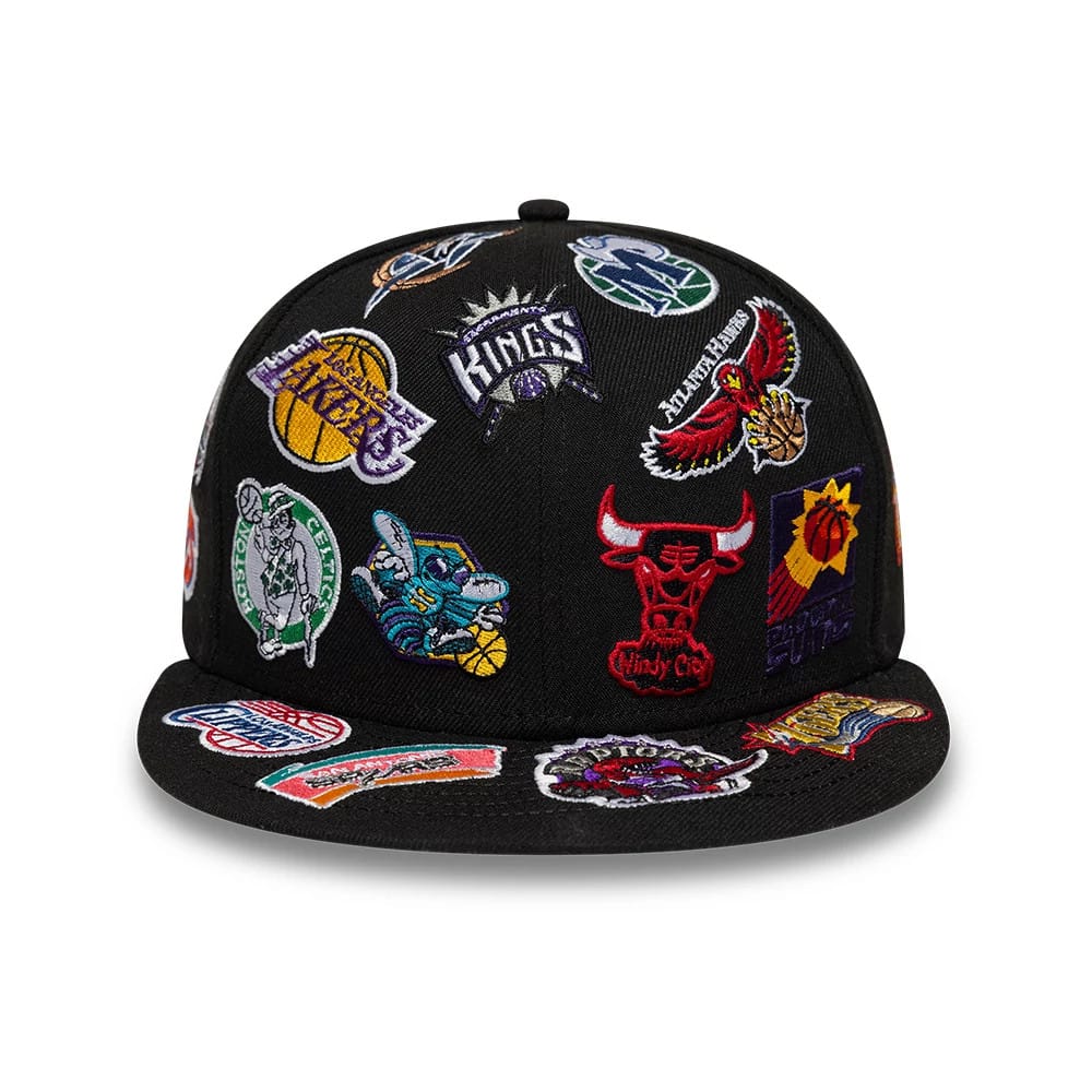 Pictured is this NBA Hardwood Classic All Over 59FIFTY Fitted cap in black. 3