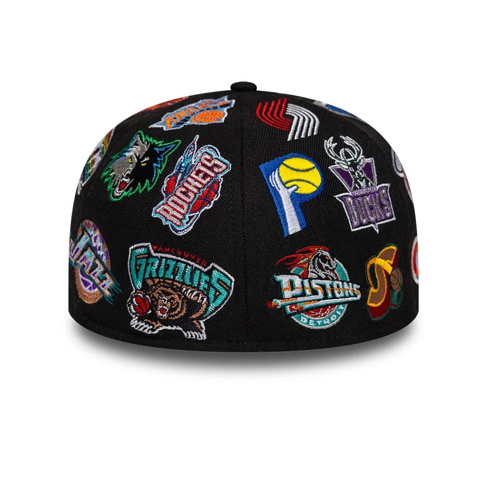 Pictured is this NBA Hardwood Classic All Over 59FIFTY Fitted cap in black. 5
