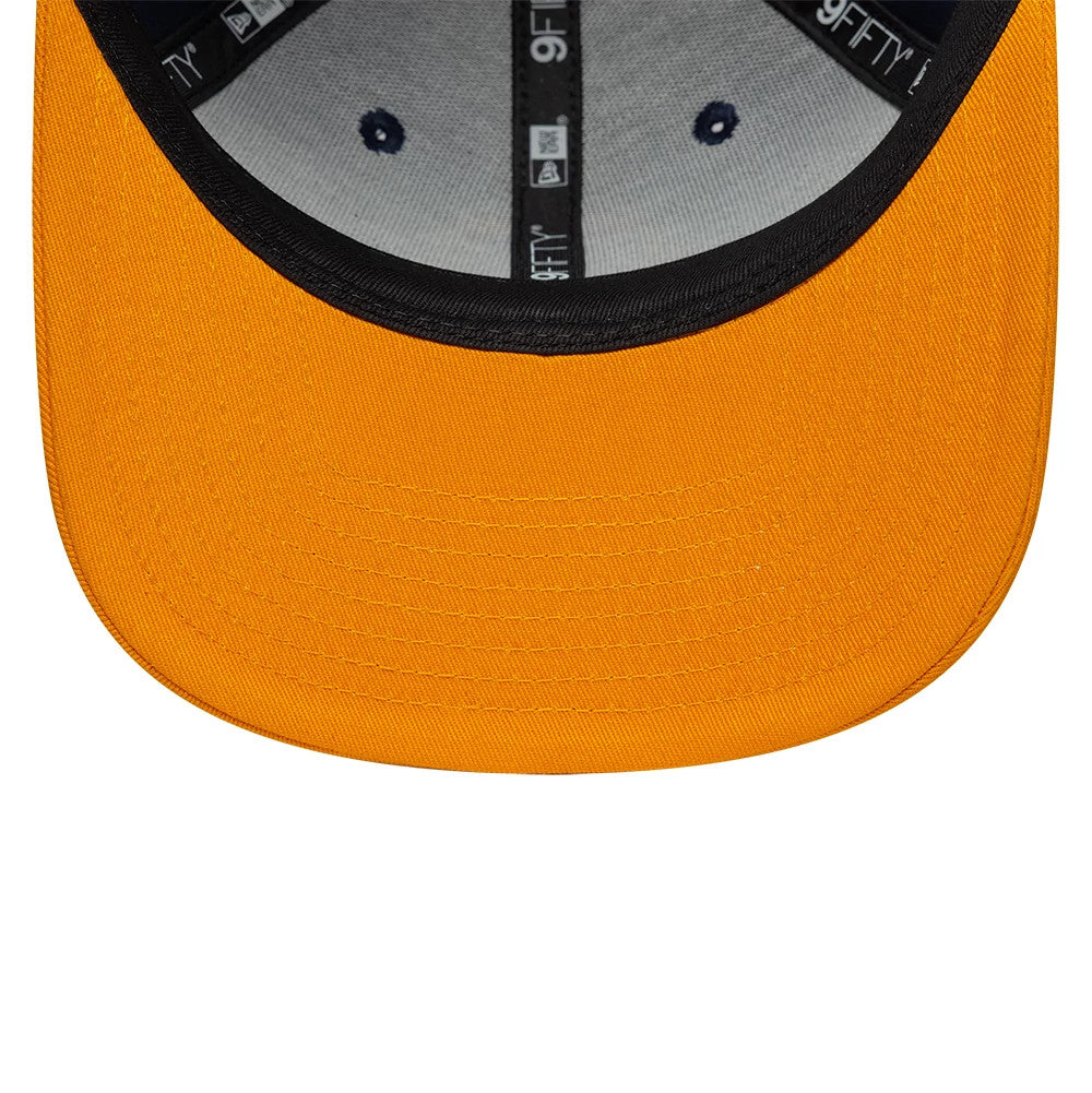 Pictured is this NBA Hardwood Classic Golden State Warriors 9FIFTY Snapback cap in dark blue. 5