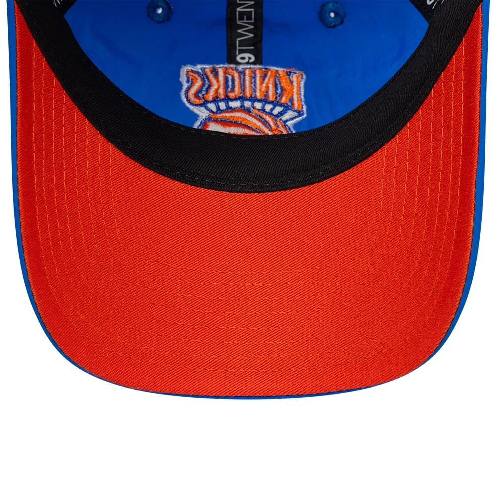 Pictured is this NBA Hardwood Classic Nylon New York Knicks 9TWENTY cap in blue. 2
