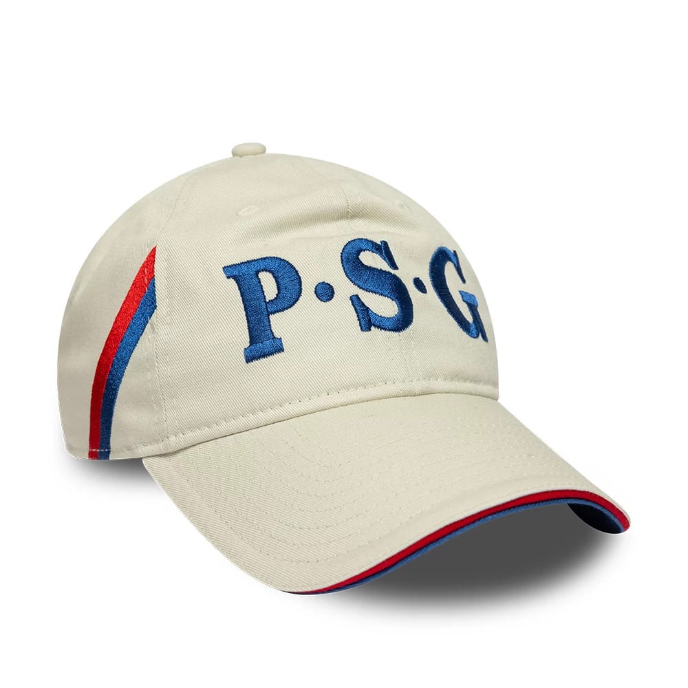 Pictured is this Paris Saint-Germain 86 9TWENTY cap in light beige. 1
