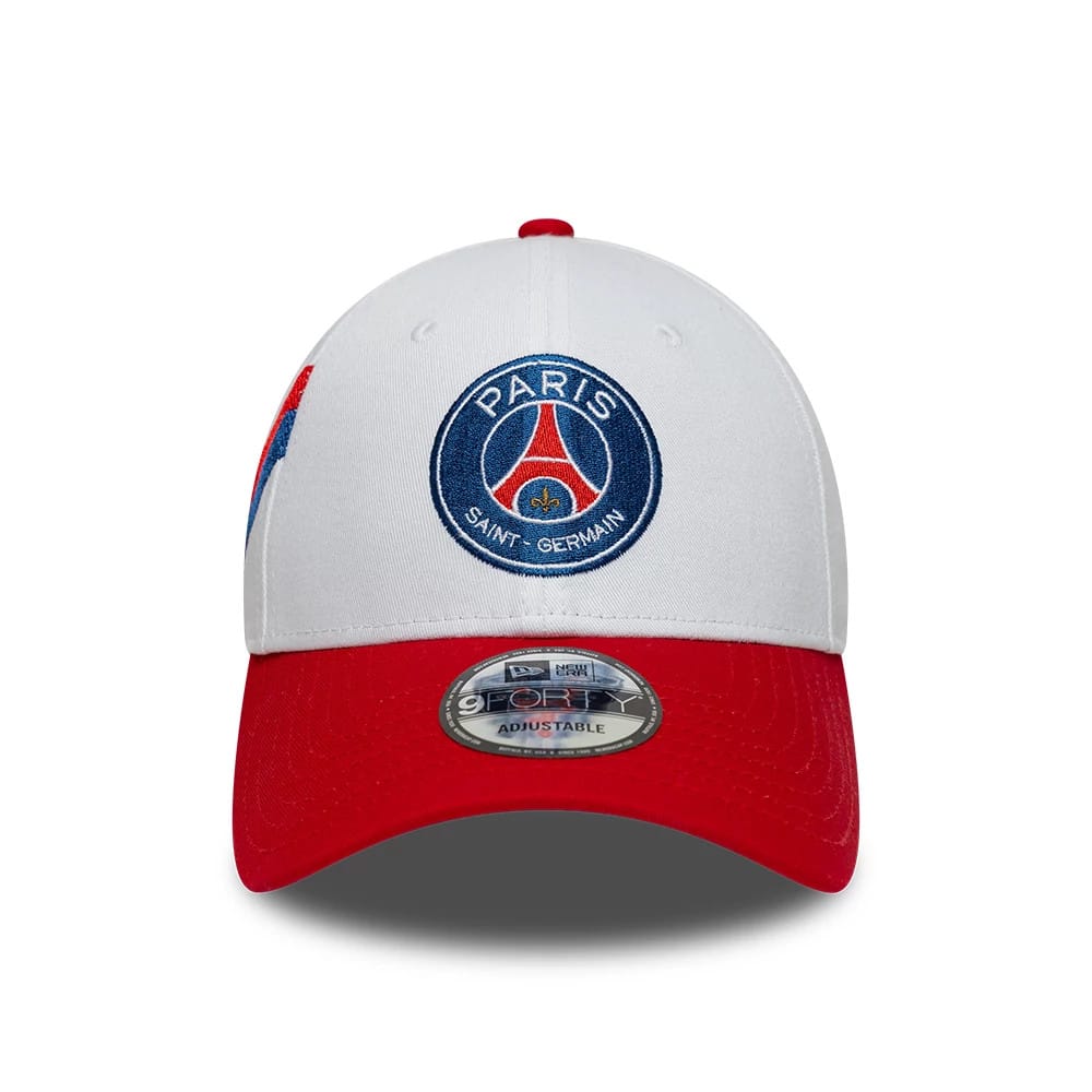 Pictured is this Paris Saint-Germain 86 9FORTY cap in white & red. 3