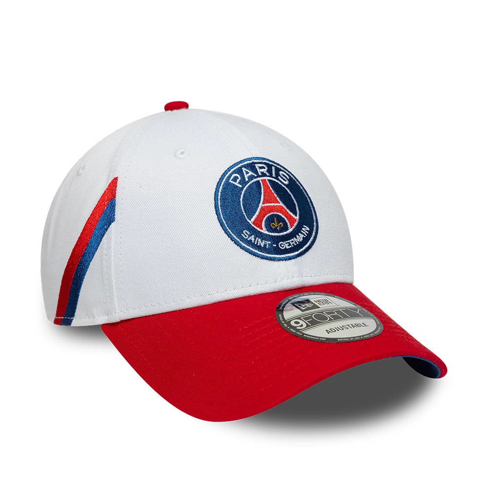 Pictured is this Paris Saint-Germain 86 9FORTY cap in white & red. 1